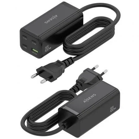 Aisens Cargador Sobremesa GaN 100W 3xUSB-C y 1xUSB-A Negro Aisens Cargador Sobremesa GaN 100W 3xUSB-C y 1xUSB-A Negro